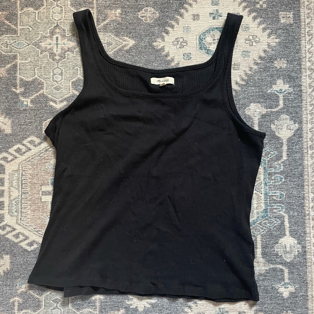 Madewell black ribbed tank top sz L